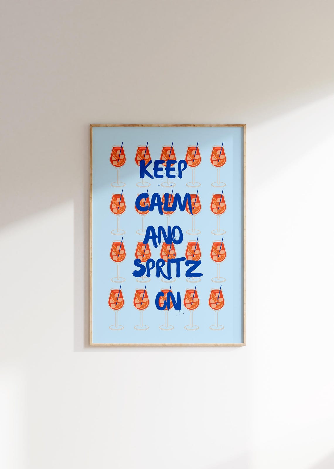 Keep Calm And Spritz On Poster Spritz Glass Pattern Blue Type Art - Image 4