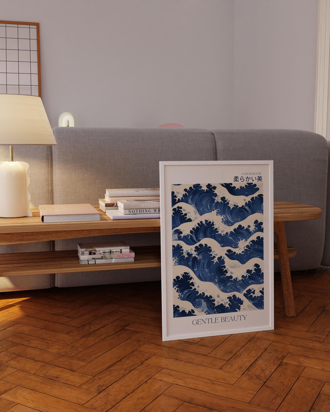 Japanese Indigo Blue Ocean Waves Ukiyo-e Style Gentle Beauty Poster - Image 4