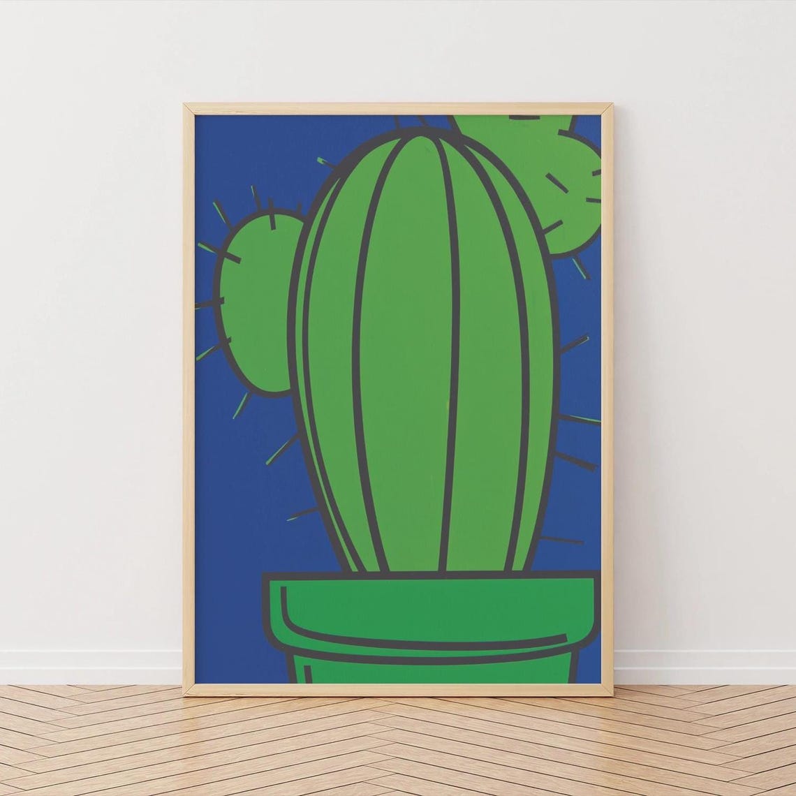 Modern Green Cactus Pop Art Spiky Potted Botanical Decor Poster