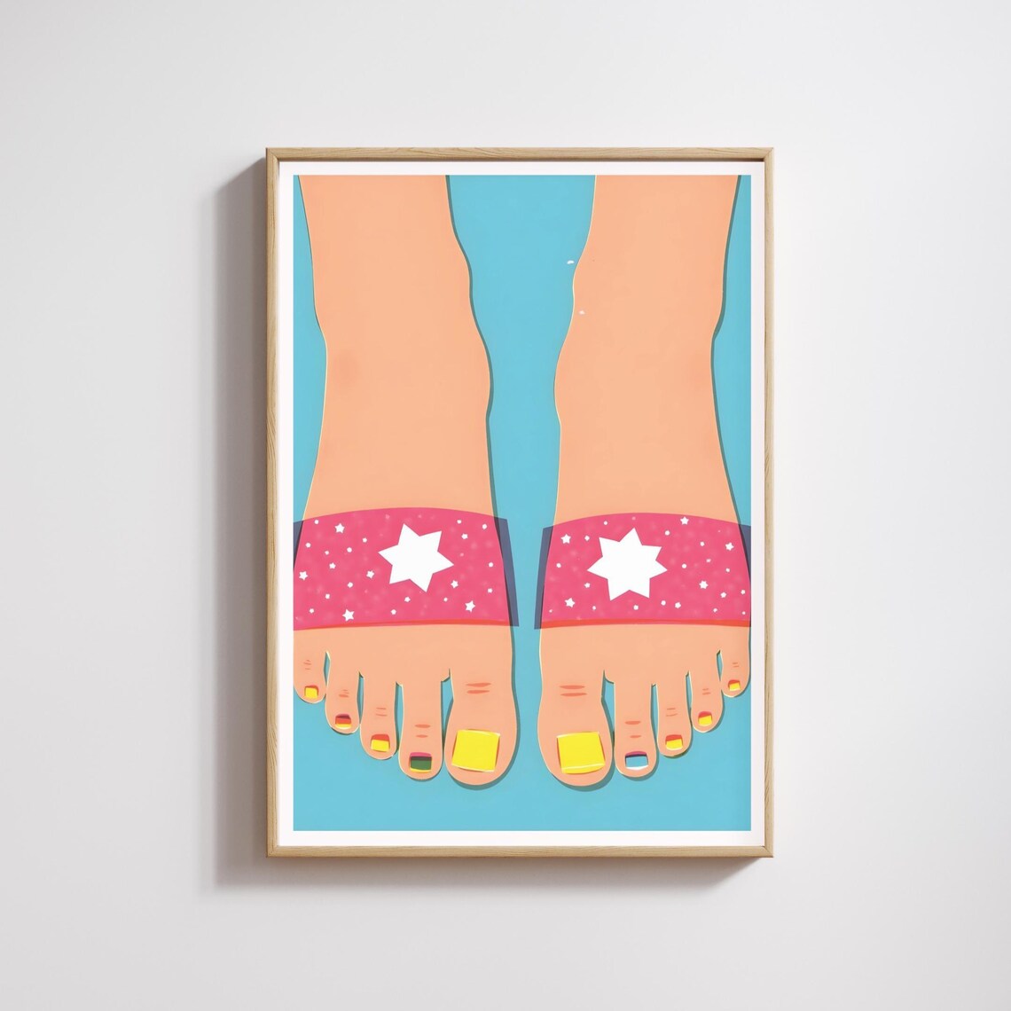 Starry Pink Sandals With Colorful Toenails Summer Pop Art Print