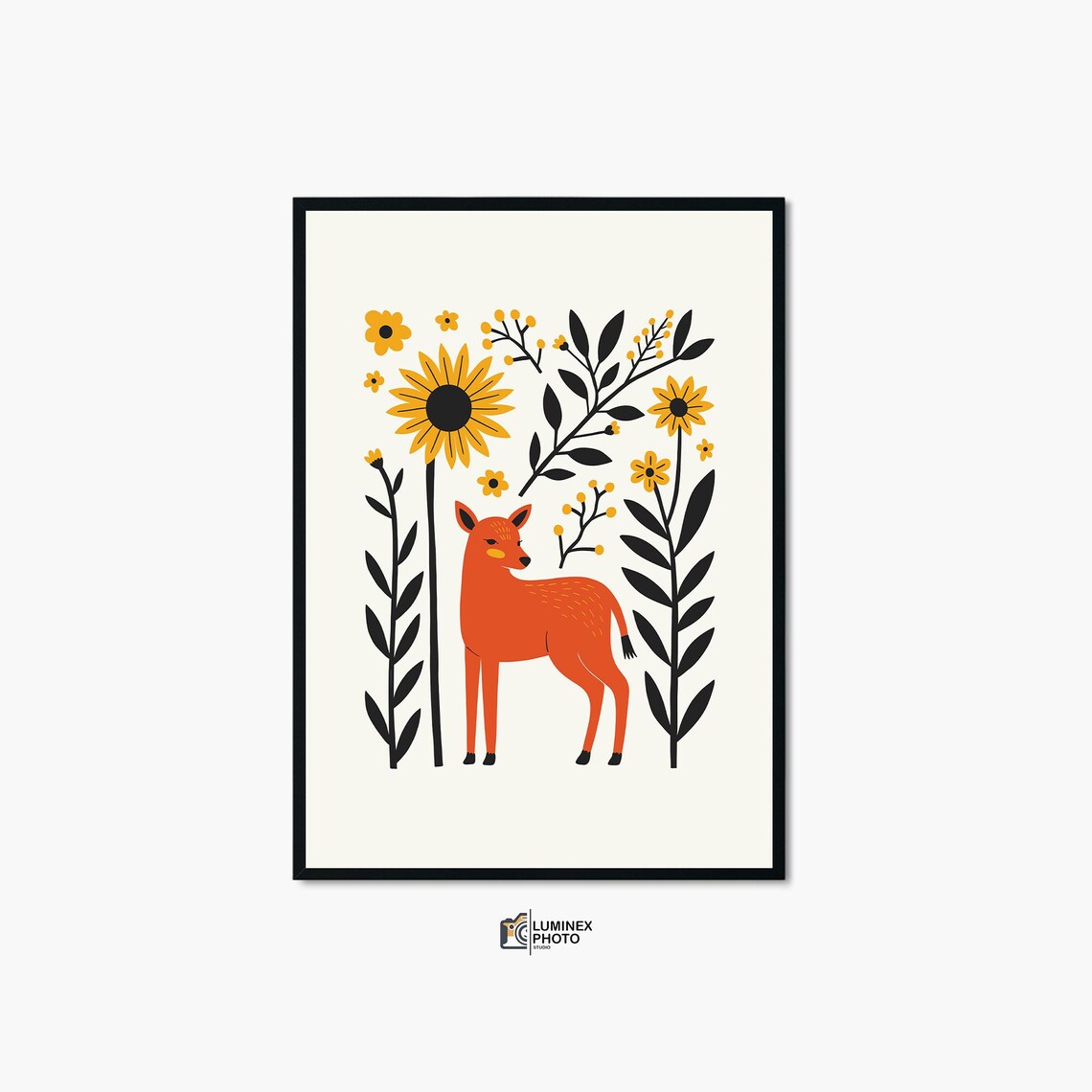 Nordic Baby Deer Abstract Scandinavian Art Print