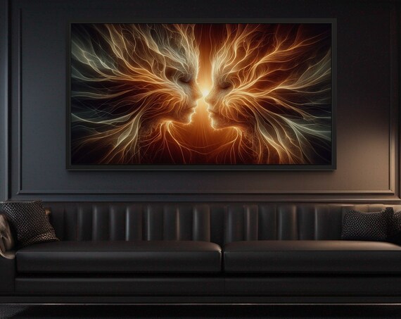 Cosmic Lovers Art Abstract Couple Canvas Paintings Romantic Huge Lovely Wall Bedroom Ready To Hang