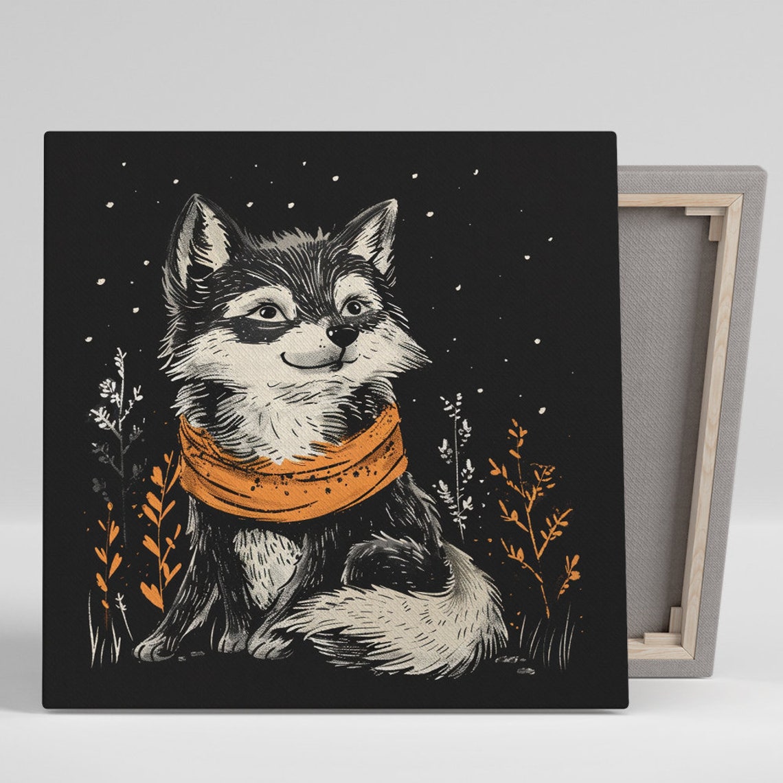 Fox Orange Scarf Starry Autumn Night Whimsical Woodland Poster