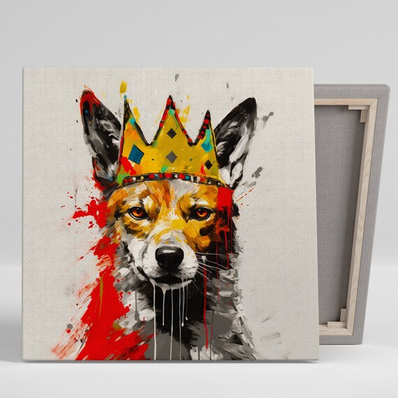 Royal Fox Wearing Graffiti Crown Colorful Paint Splatter Street Style Poster