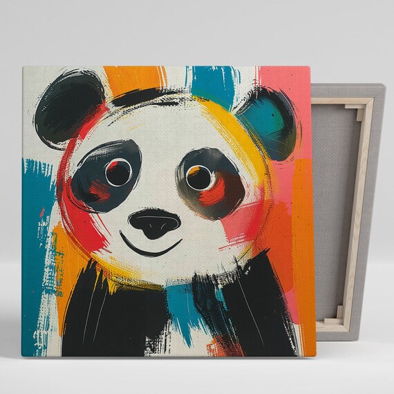 Vibrant Panda Art Print, Whimsical Contemporary Decor