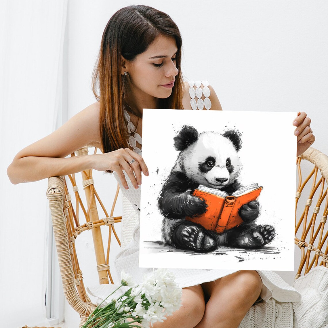 Panda Whimsical Animal Art Print, Literary Adventure - Image 3