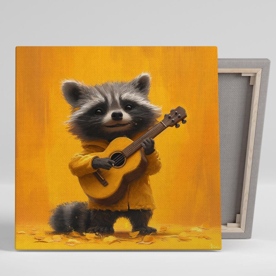 Raccoon Strummer Whimsical Bohemian Art Print