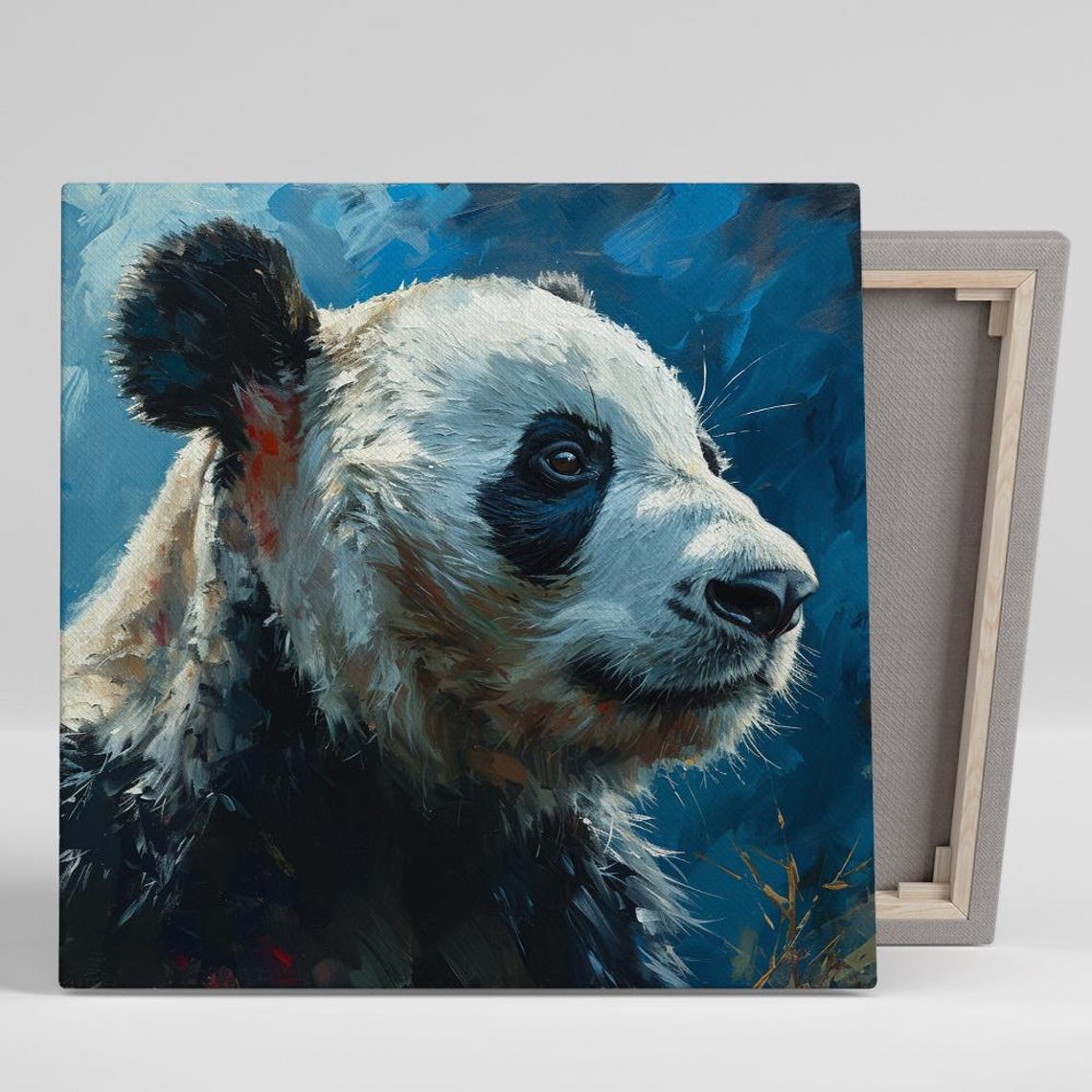 Giant Panda Portrait Blue Painterly Modern Wildlife Animal Art Poster