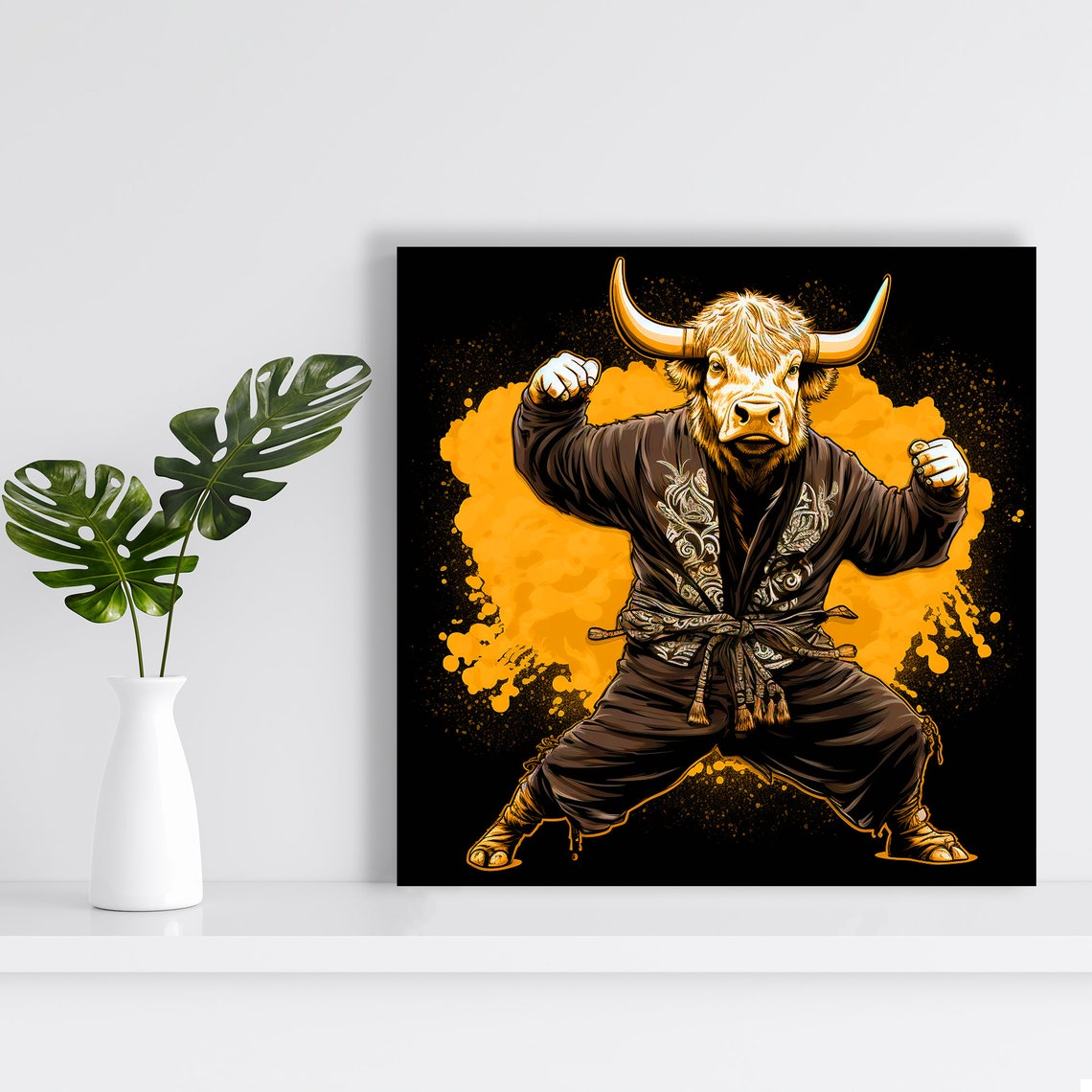 Highland Cow Art Or Poster Animal Street Contemporary Decor Living Room Office Game Room Home Gym Art Brown Orange Black White - Image 2
