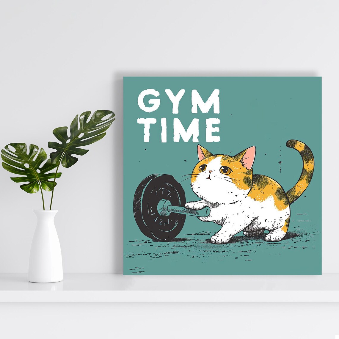 Cat Fitness Frenzy, Whimsical Pop Minimalist Poster - Image 2