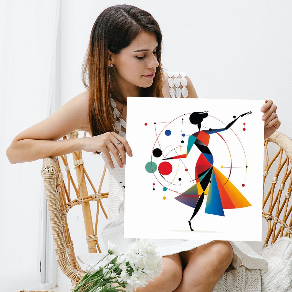 Colorful Abstract Geometric Dancer Movement Circles Modern Poster - Image 3