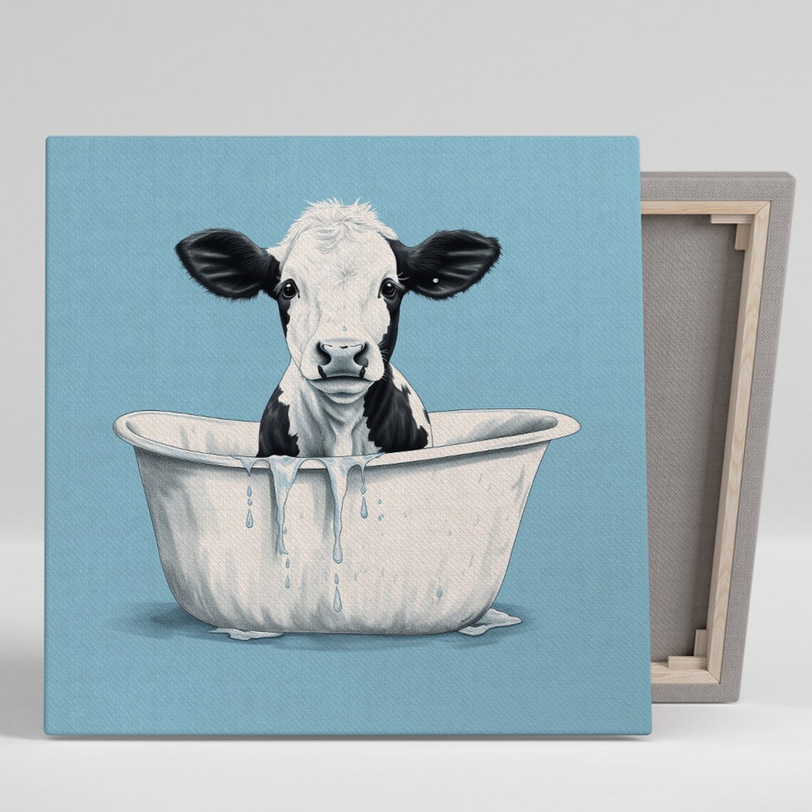 Cow Bathtub Bliss, Whimsical Contemporary Art Print