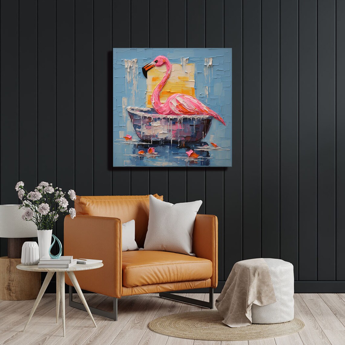 Flamingo In Bathtub, Bathroom Animal Art Print - Image 4
