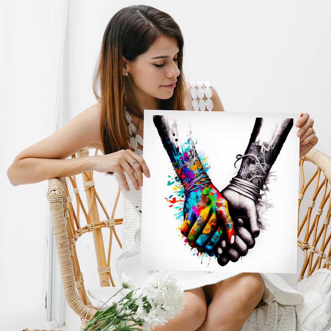 Hand Holding Abstract Poster Print, Colorful Maximalist - Image 3