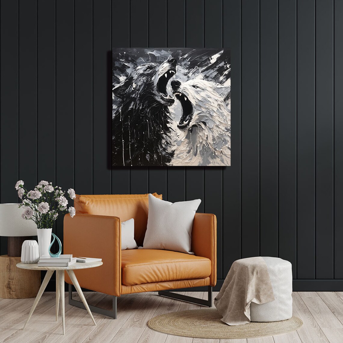Howling Wolf Art Print, Modern Wildlife Decor - Image 4