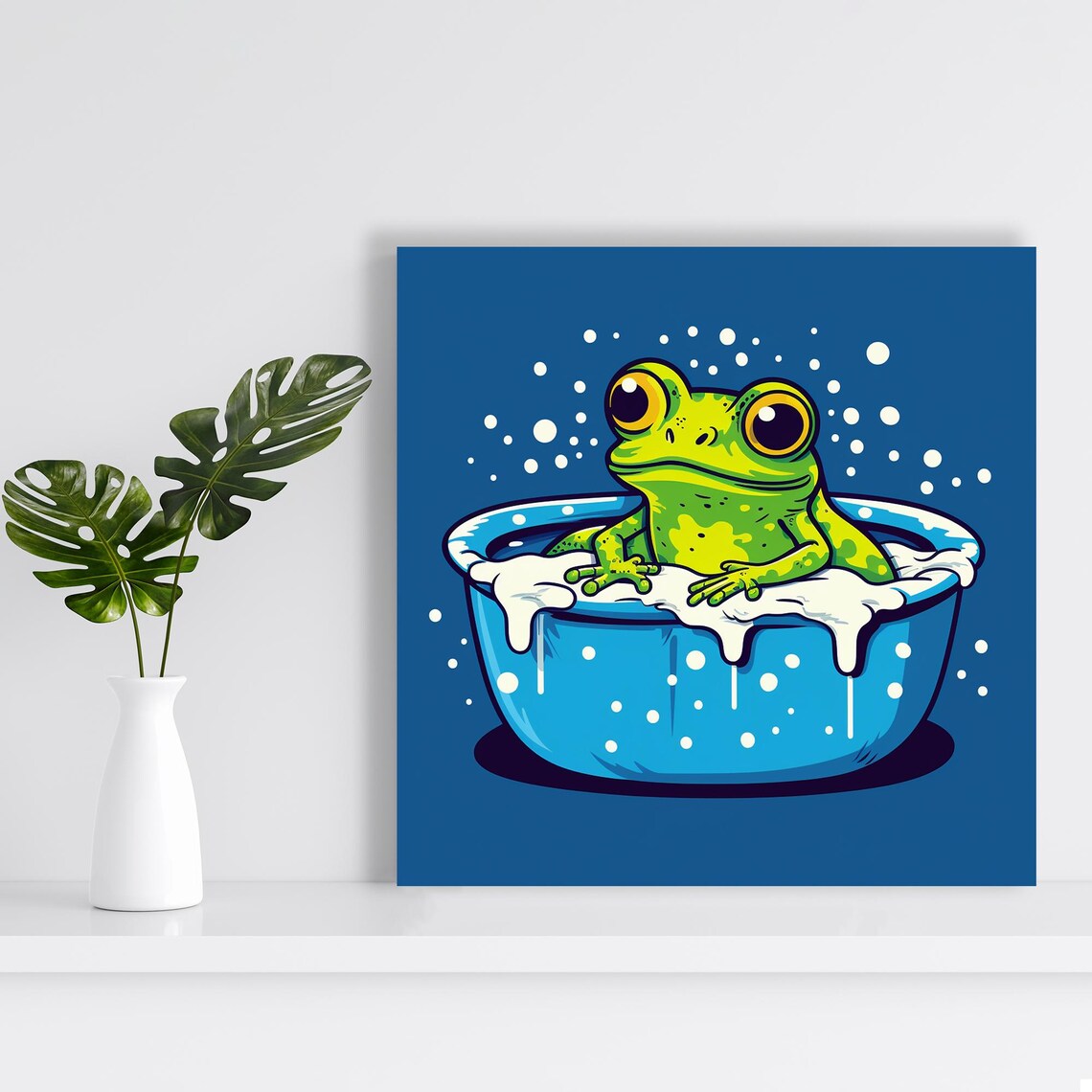 Frog Bubble Bath Whimsical Nursery Art Print for Kids - Image 2