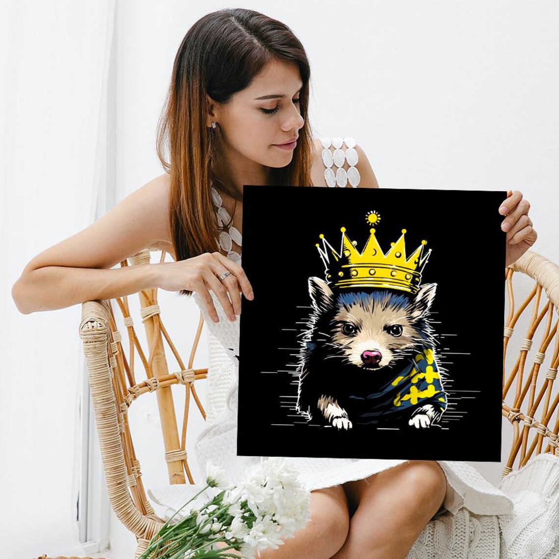 Regal Wild Animal Wearing Golden Crown Royal Portrait Wall Poster - Image 3