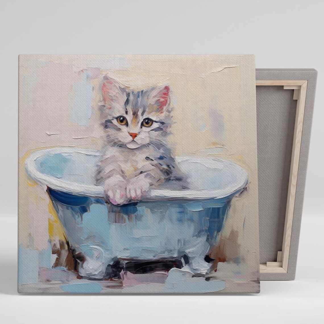 Bathtub Kitten Bliss, Whimsical Nursery Art Print