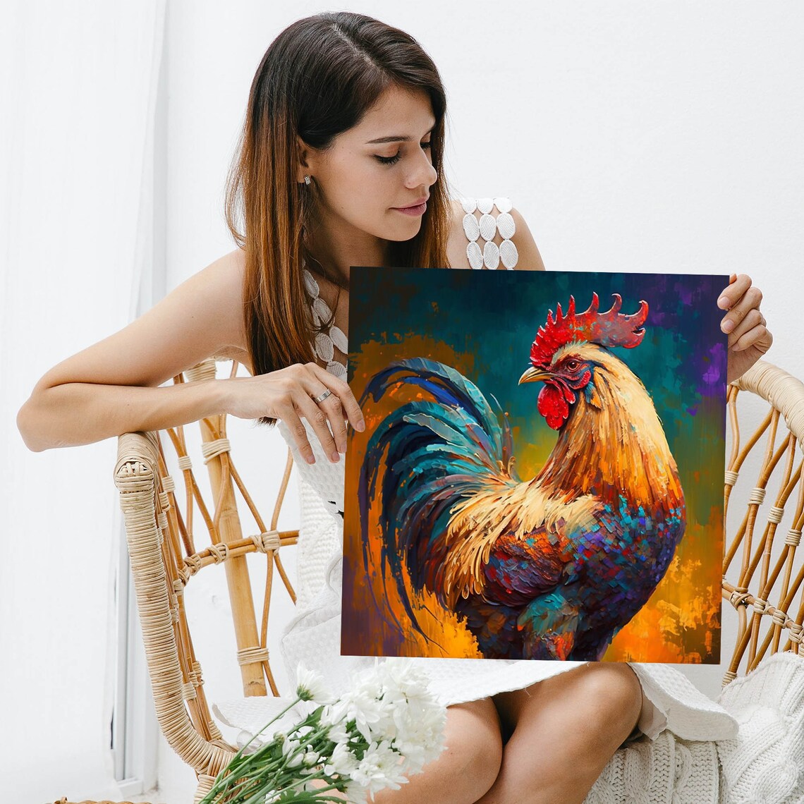 Rooster Farmhouse Kitchen Art Print, Rustic Decor - Image 3