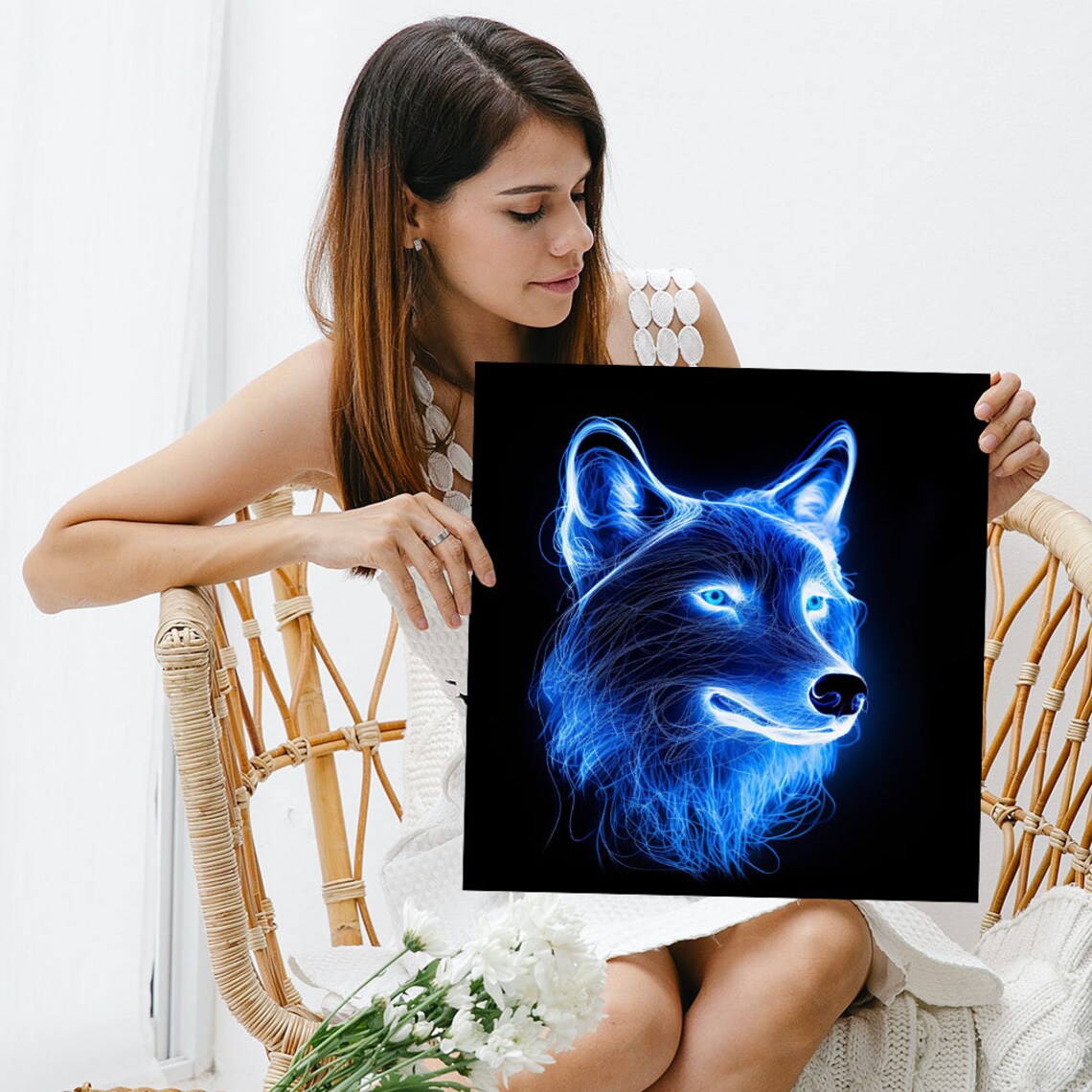 Neon Wolf Wall Art Print, Colorful Wildlife Decor - Image 3