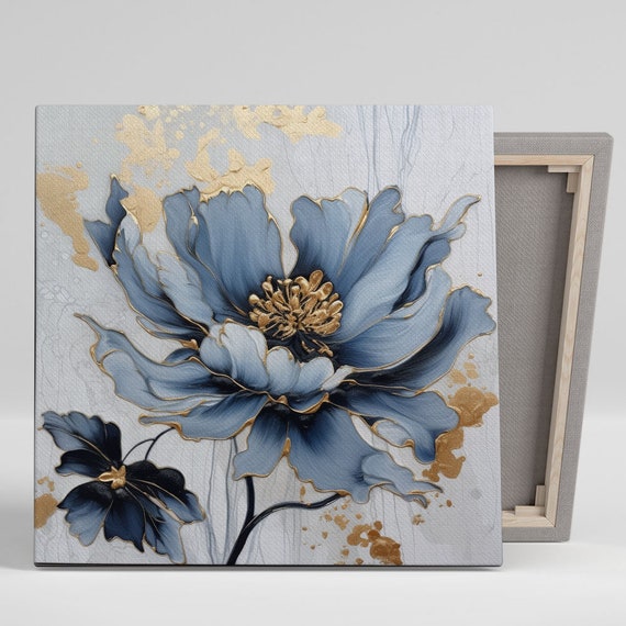 Blue Flower Floral Art Print, Contemporary Decor
