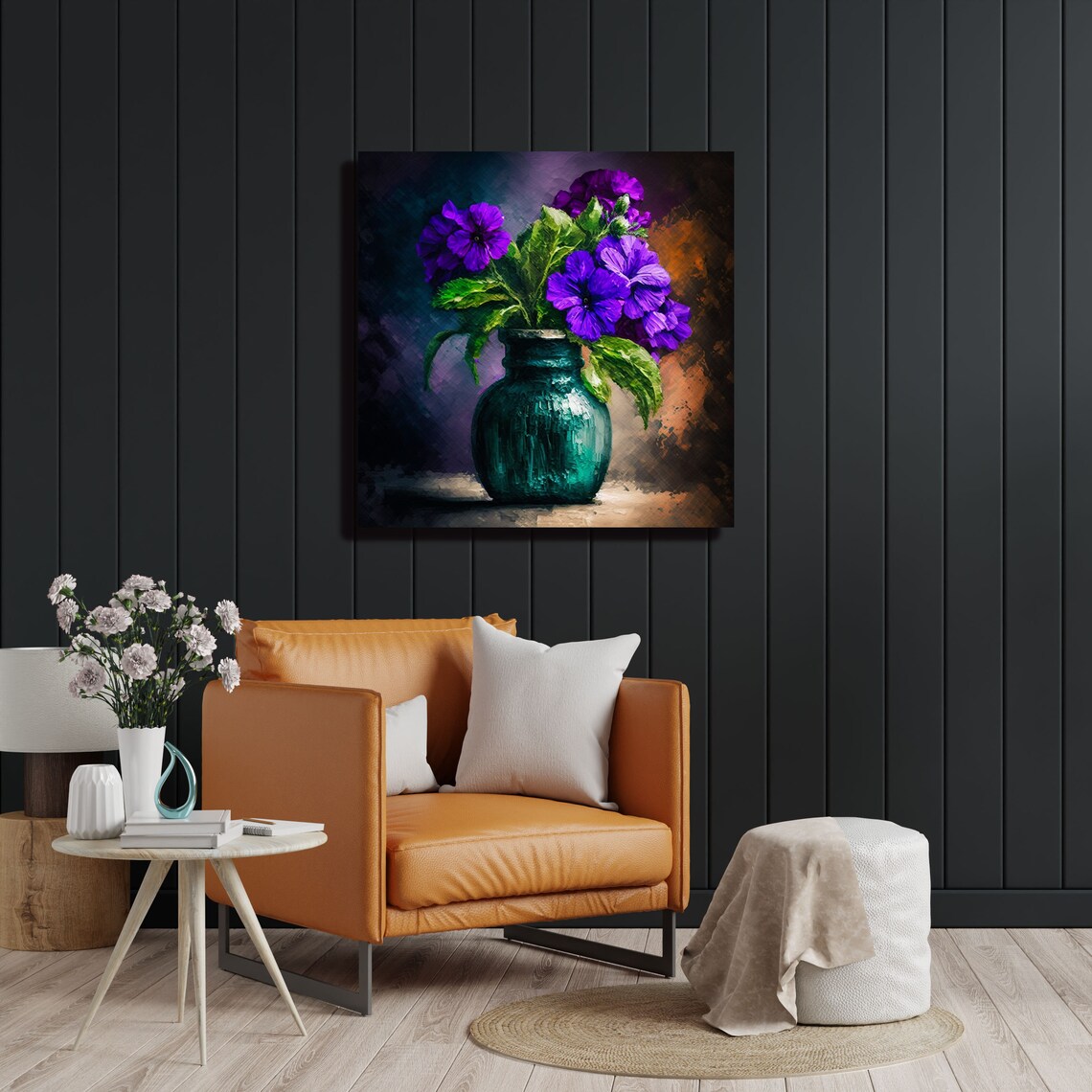 Purple Flower Vase Still Life Floral Art Print - Image 3