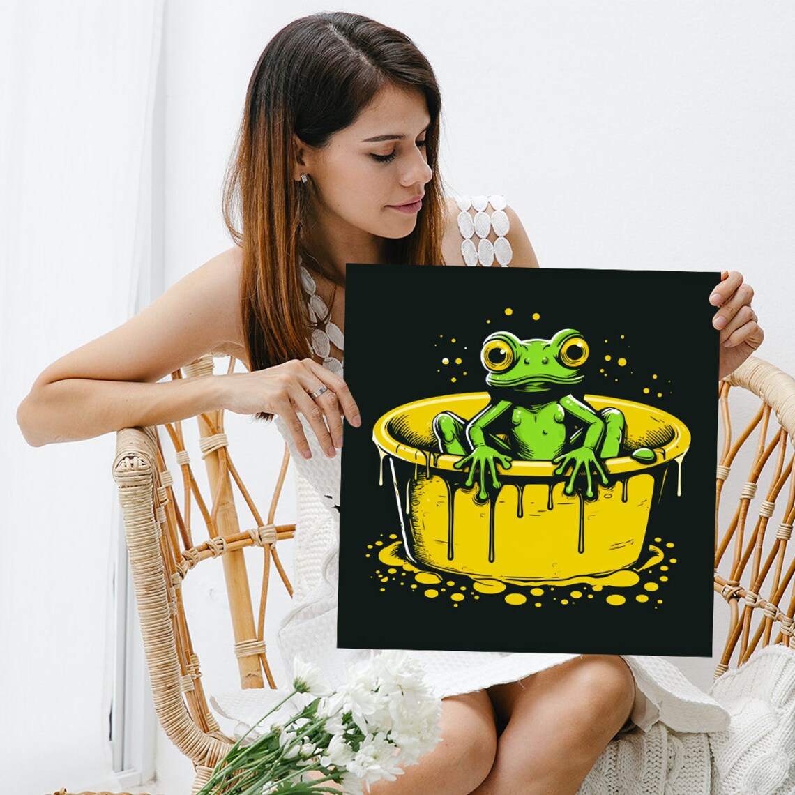 Froggy Splash Zone, Whimsical Bathroom Art Print - Image 3