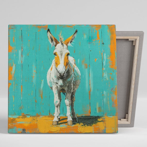 Whimsical Donkey Art Print, Rustic Farmhouse Decor