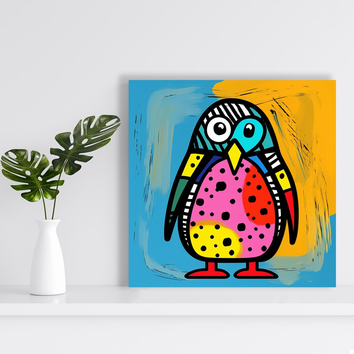 Cubist Penguin Pop Art Poster, Whimsical Nursery Decor - Image 2