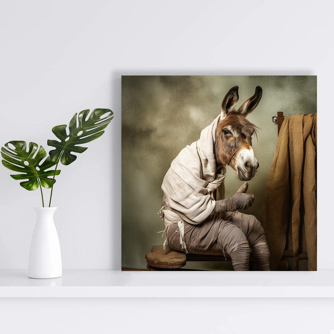 Philosopher Donkey Poster Vintage Scholar Robe Thoughtful Animal Decor - Image 2