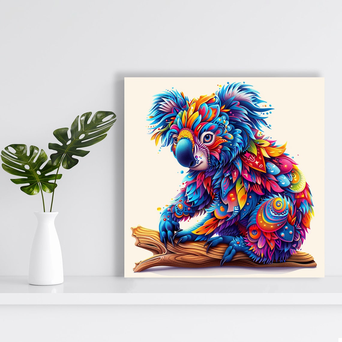Psychedelic Koala Poster Rainbow Floral Whimsical Australia Decor - Image 2