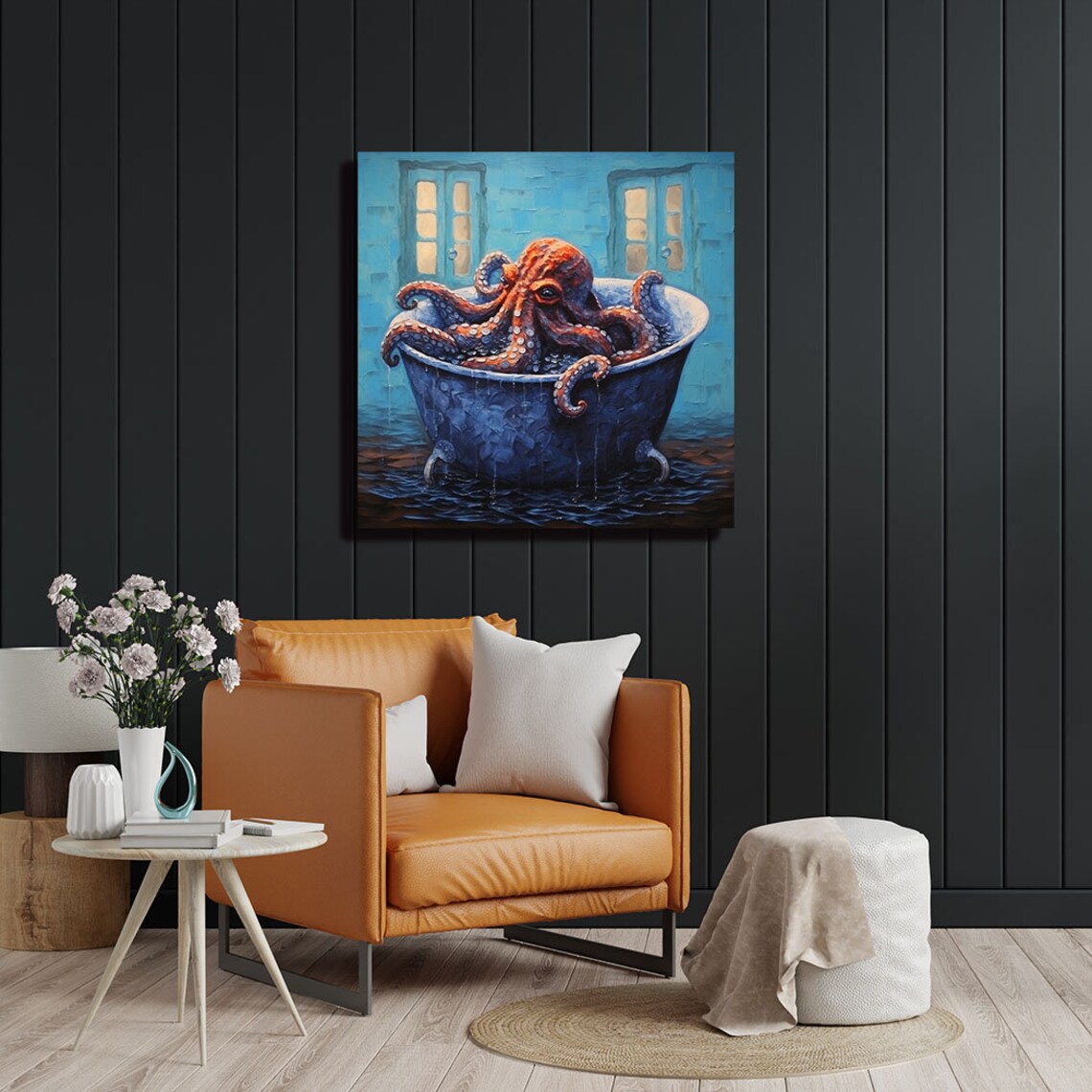 Octopus in Bathtub Poster, Bathroom Animal Decor - Image 2