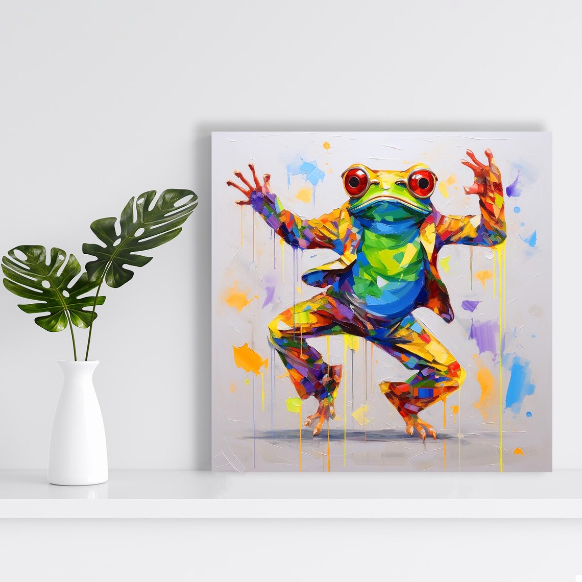 Frog Fusion Whimsical Contemporary Wall Art Print - Image 2