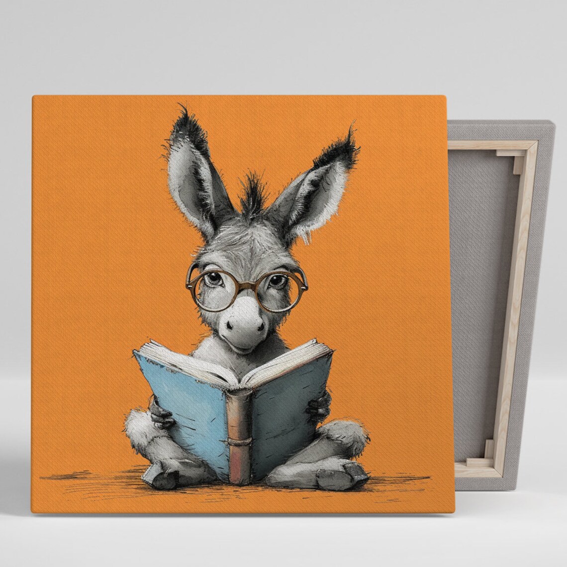 Scholarly Donkey Art Print, Whimsical Modern Decor
