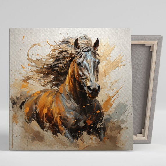 Brown Horse Art Print, Modern Living Room Decor