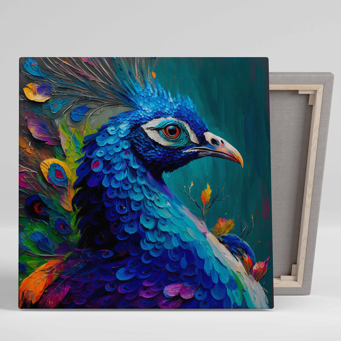 Peacock Contemporary Wall Art Print, Exotic Decor