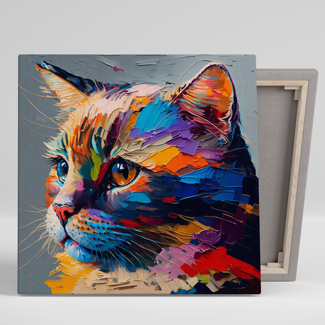 Colourful Cat Watercolor Art Print, Nursery Decor