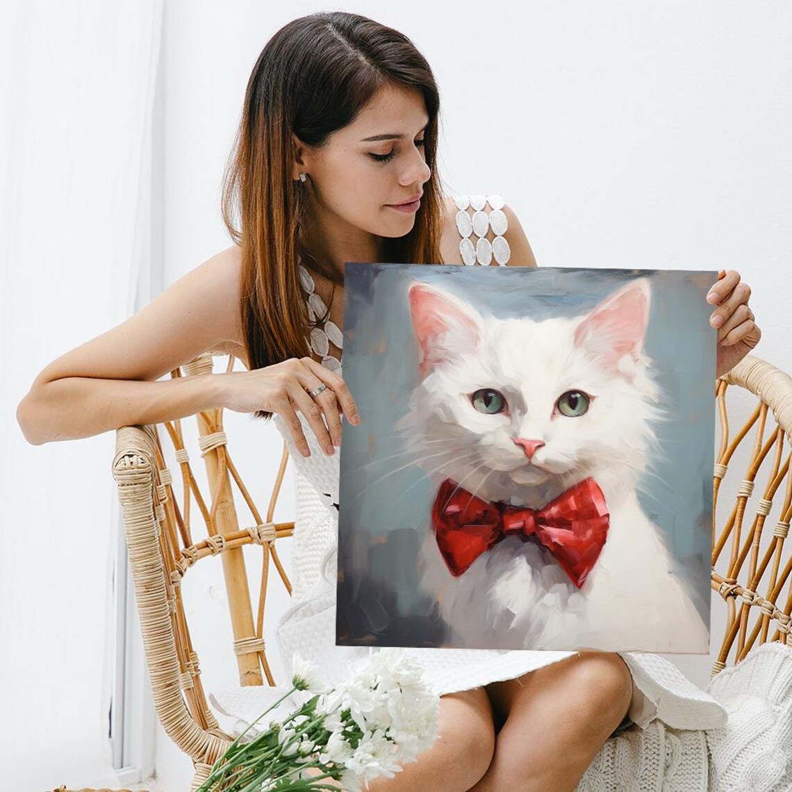 Dapper Cat, Whimsical Minimalist Wall Art Print - Image 3