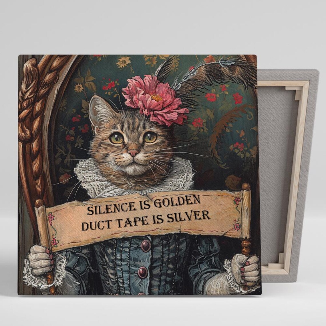 Regal Cat Wisdom, Whimsical Vintage Cat Art Print