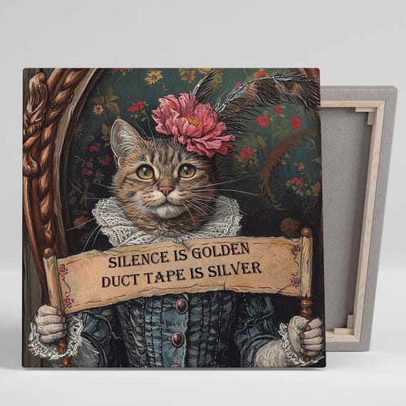 Regal Cat Wisdom, Whimsical Vintage Cat Art Print