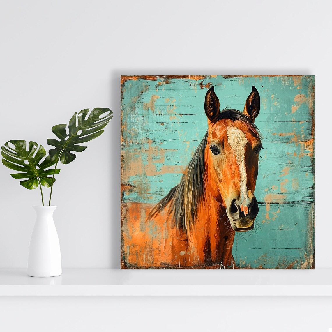 Horse Rustic Modern Wall Art Print, Living Room Decor - Image 2