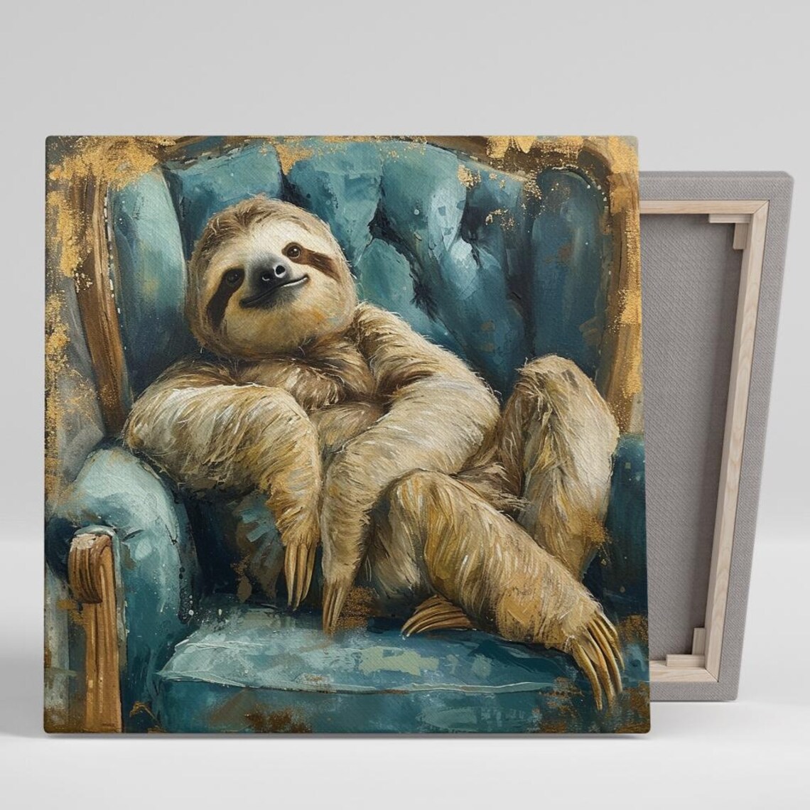Lazy Luxury Sloth, Whimsical Contemporary Art Print