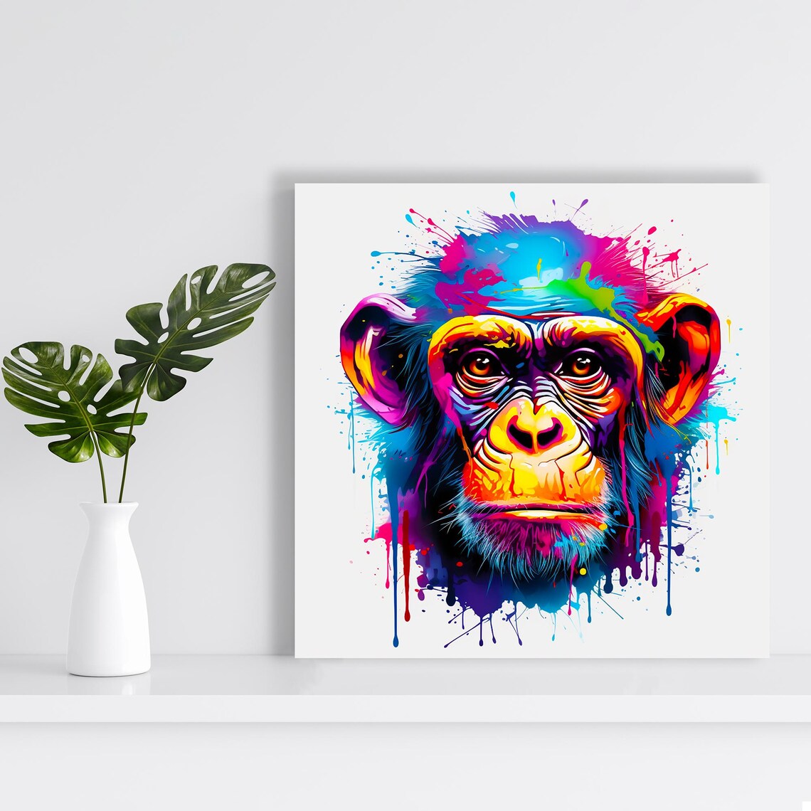 Chimpanzee Pop Art Poster Print, Eclectic Decor - Image 2