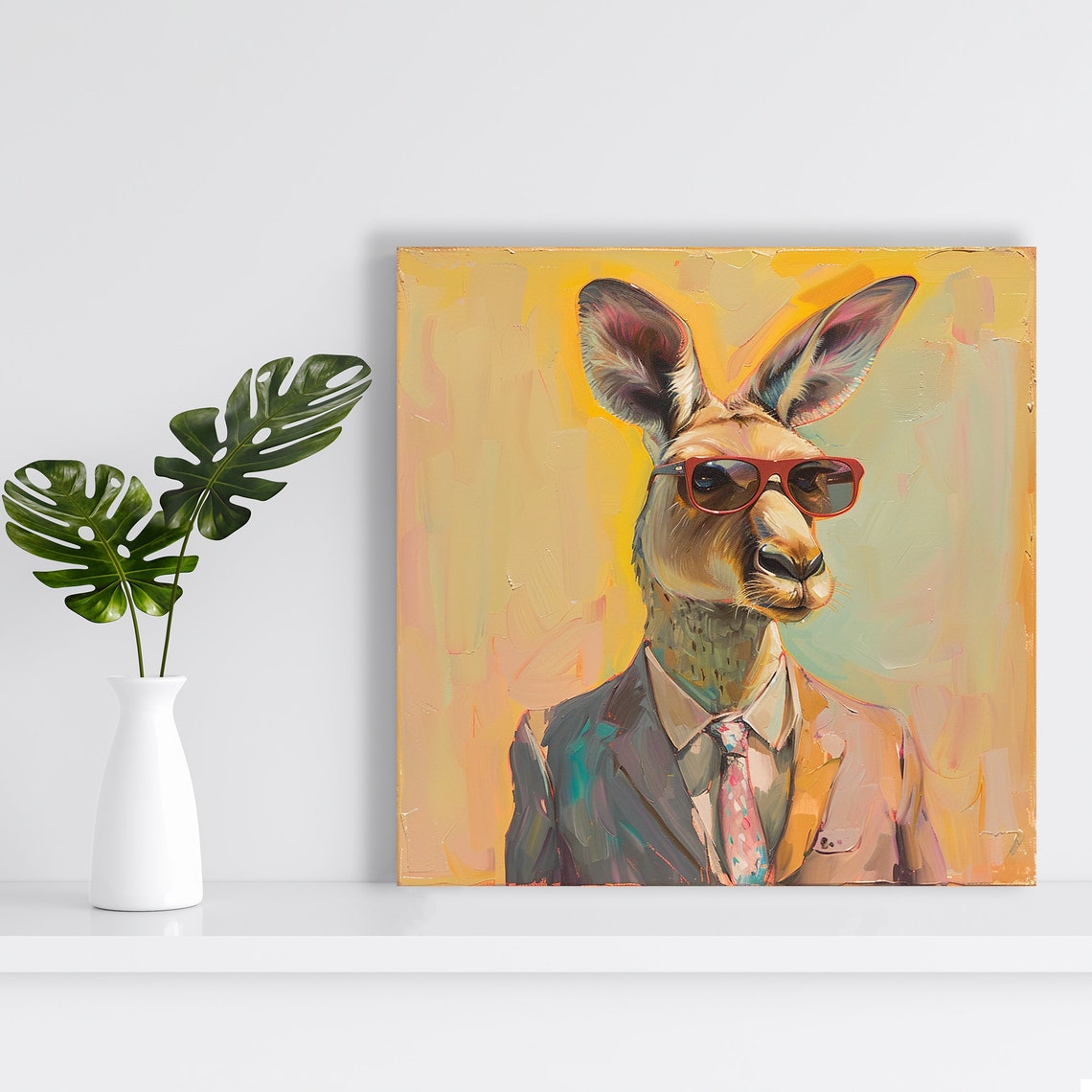Kangaroo Suit Tie Red Sunglasses Dapper Hipster Portrait Wall Art - Image 2