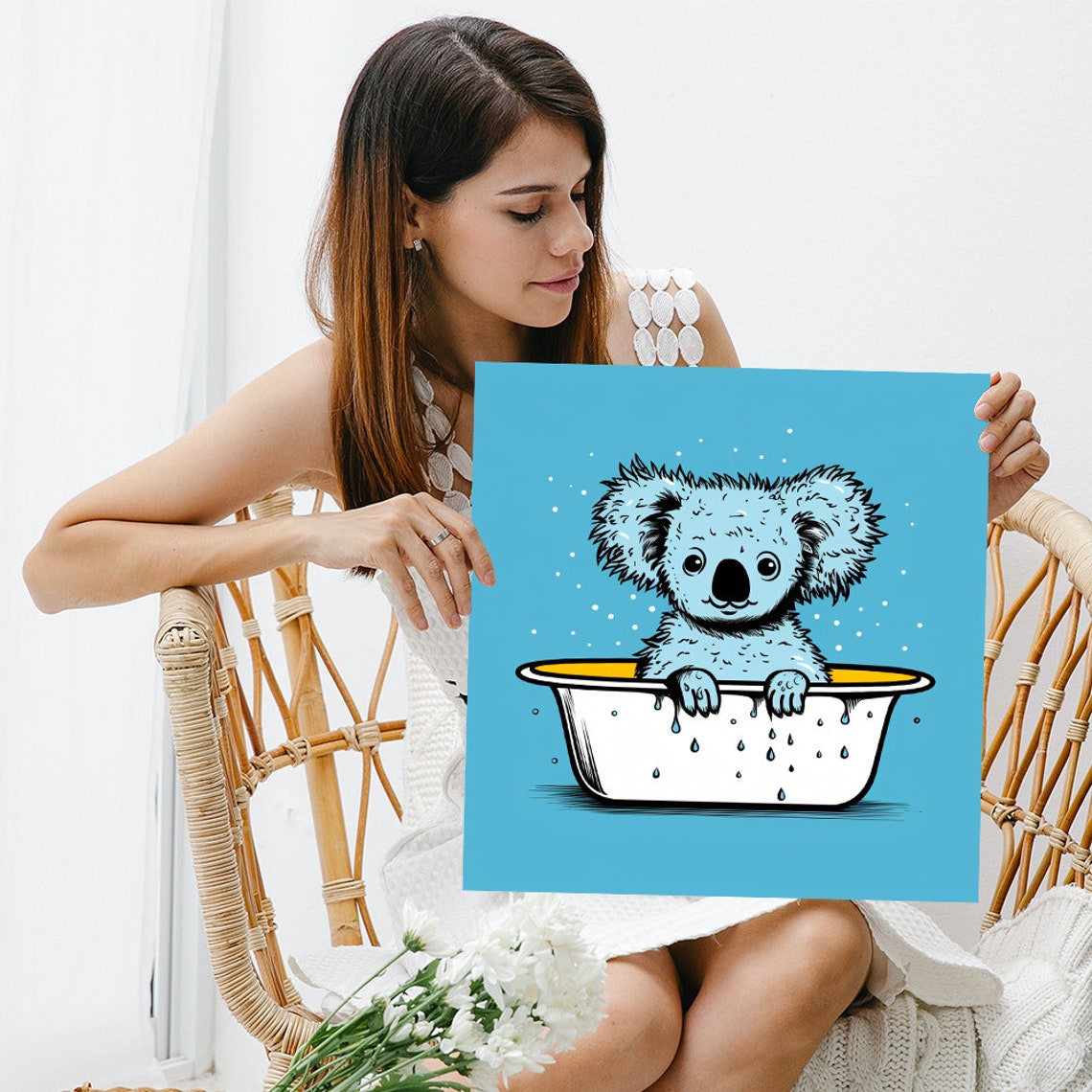 Cute Koala Bubble Bath Tub Whimsical Kids Bathroom Decor Poster - Image 3