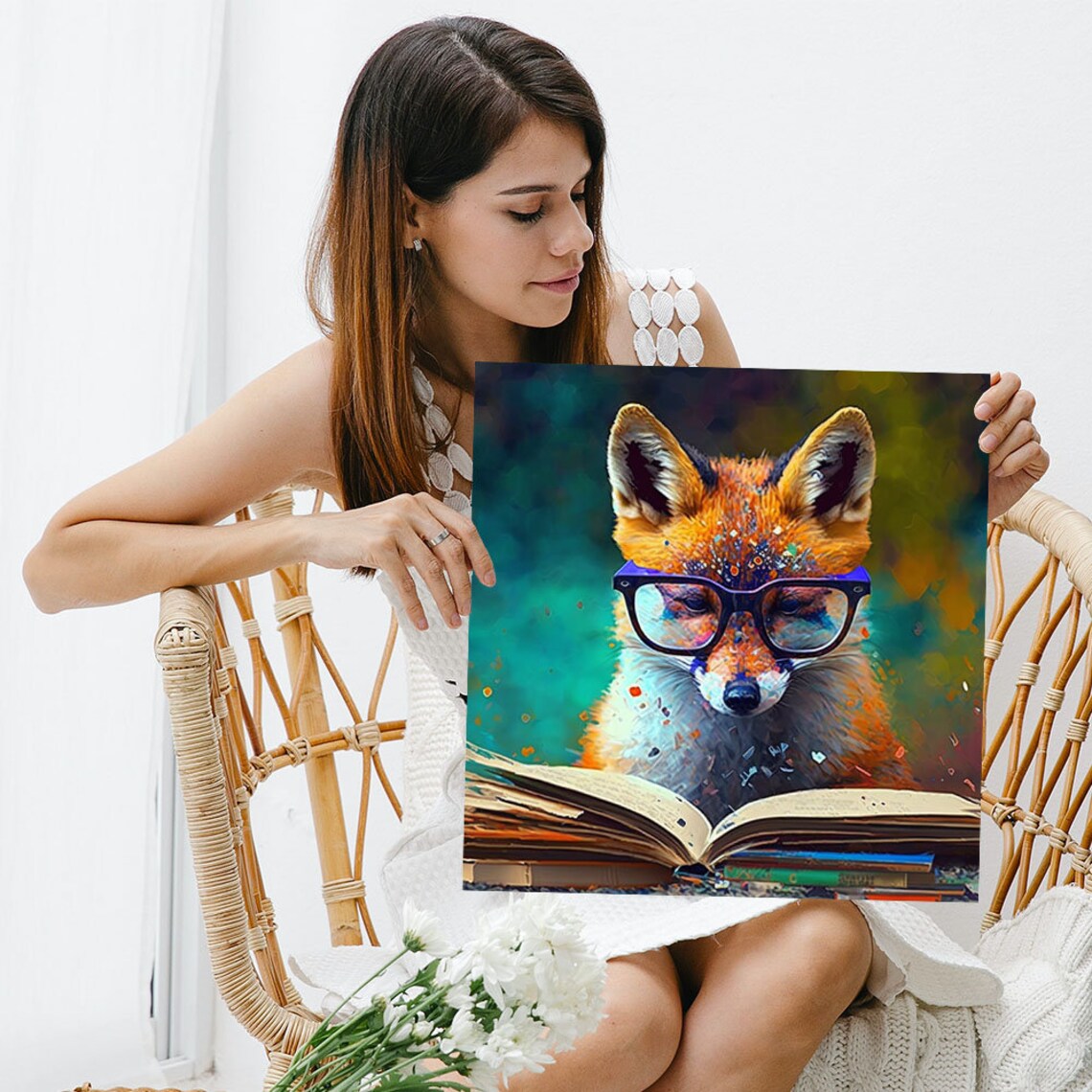Fox With Glasses Wall Art Print, Modern Decor - Image 3