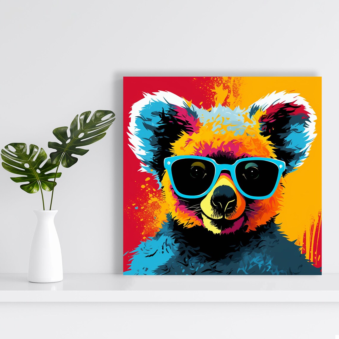Cool Koala Sunglasses Pop Art Poster Bold Neon Multicolor Funny Animal Print - Image 2
