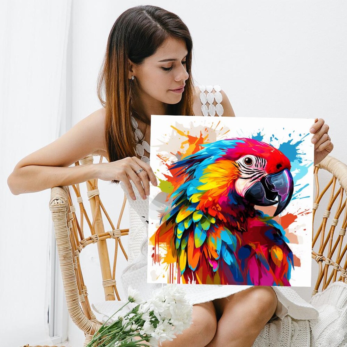 Macaw Splash Art Print, Contemporary Eclectic Decor - Image 3