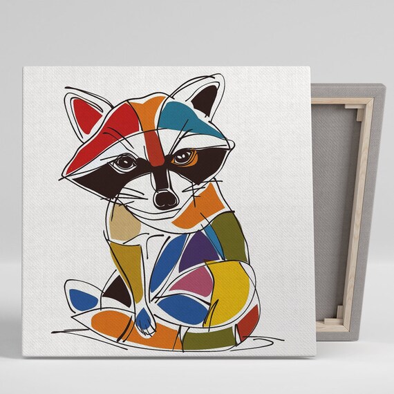 Colorful Mosaic Raccoon Pop Art Geometric Modern Animal Poster