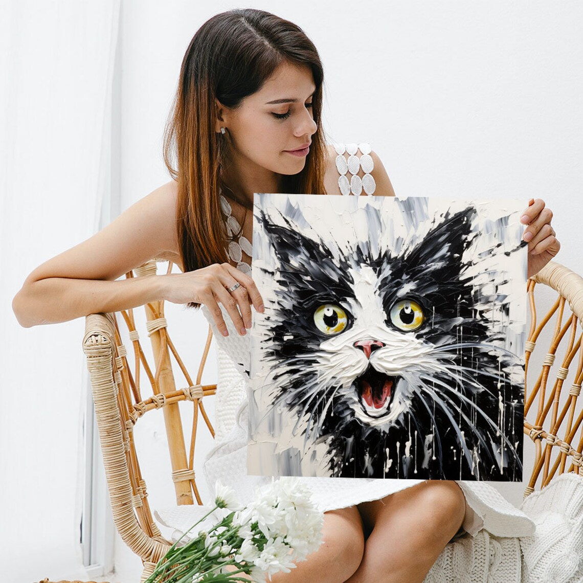 Black and White Cat Minimalist Art Print, Kids Decor - Image 3